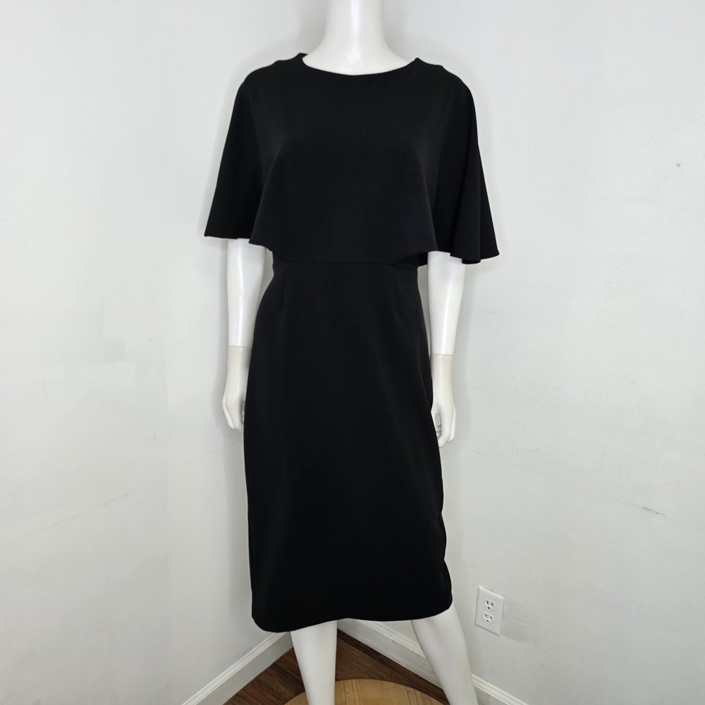Alexia Admor Riley Flutter Cape Sleeve Dress Black Size M Lined Cocktail Career